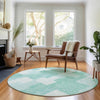 Piper Looms Mayfield Geometric AMF659 Teal Machine Washable Area Rug Round Lifestyle Image Feature