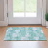 Piper Looms Mayfield Geometric AMF659 Teal Machine Washable Area Rug Scatter Lifestyle Image Feature
