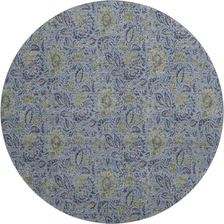 Piper Looms Mayfield Floral AMF660 Denim Machine Washable Area Rug Round Main Image