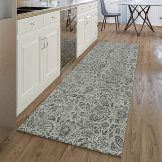 Piper Looms Mayfield Floral AMF660 Gray Machine Washable Area Rug Runner Lifestyle Image Feature