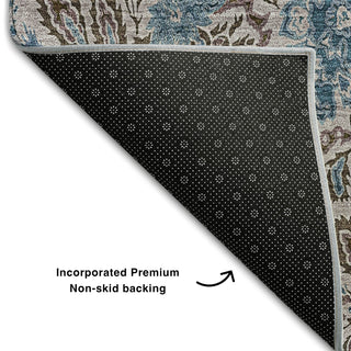 Piper Looms Mayfield Floral AMF660 Mocha Machine Washable Area Rug Backing Image