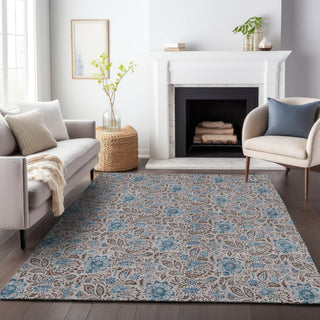 Piper Looms Mayfield Floral AMF660 Mocha Machine Washable Area Rug Lifestyle Image Feature