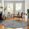 Piper Looms Mayfield Floral AMF660 Olive Machine Washable Area Rug Round Lifestyle Image Feature