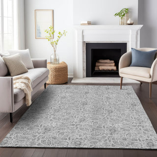 Piper Looms Mayfield Floral AMF660 Silver Machine Washable Area Rug Lifestyle Image Feature