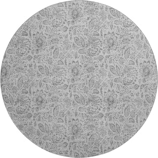 Piper Looms Mayfield Floral AMF660 Silver Machine Washable Area Rug Round Main Image