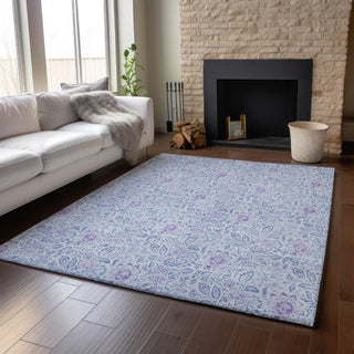 Piper Looms Mayfield Floral AMF660 Sky Machine Washable Area Rug Lifestyle Image Feature