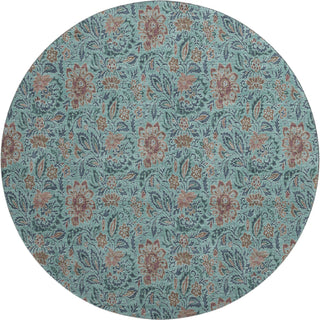 Piper Looms Mayfield Floral AMF660 Teal Machine Washable Area Rug Round Main Image