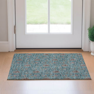 Piper Looms Mayfield Floral AMF660 Teal Machine Washable Area Rug Scatter Lifestyle Image Feature