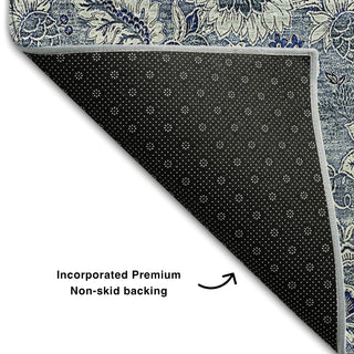 Piper Looms Mayfield Floral AMF661 Blue Machine Washable Area Rug Backing Image