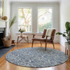 Piper Looms Mayfield Floral AMF661 Blue Machine Washable Area Rug Round Lifestyle Image Feature