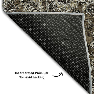 Piper Looms Mayfield Floral AMF661 Chocolate Machine Washable Area Rug Backing Image