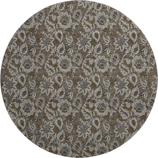 Piper Looms Mayfield Floral AMF661 Chocolate Machine Washable Area Rug Round Main Image
