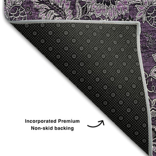 Piper Looms Mayfield Floral AMF661 Eggplant Machine Washable Area Rug Backing Image