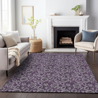 Piper Looms Mayfield Floral AMF661 Eggplant Machine Washable Area Rug Lifestyle Image Feature