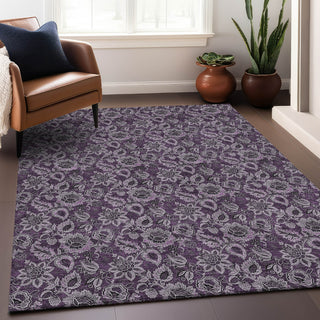 Piper Looms Mayfield Floral AMF661 Eggplant Machine Washable Area Rug Lifestyle Image Feature