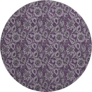 Piper Looms Mayfield Floral AMF661 Eggplant Machine Washable Area Rug Round Main Image