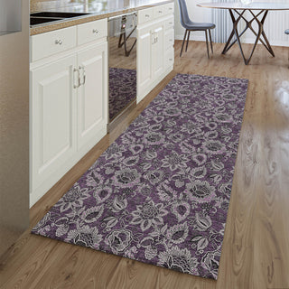 Piper Looms Mayfield Floral AMF661 Eggplant Machine Washable Area Rug Runner Lifestyle Image Feature