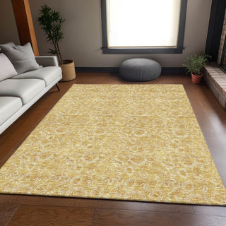 Piper Looms Mayfield Floral AMF661 Gold Machine Washable Area Rug Lifestyle Image Feature