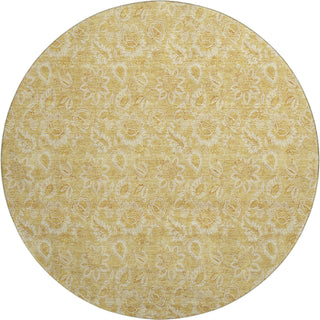 Piper Looms Mayfield Floral AMF661 Gold Machine Washable Area Rug Round Main Image