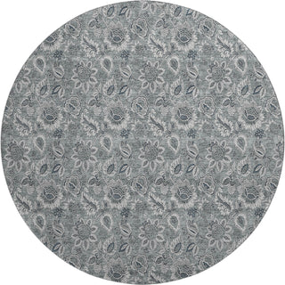 Piper Looms Mayfield Floral AMF661 Gray Machine Washable Area Rug Round Main Image