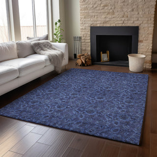 Piper Looms Mayfield Floral AMF661 Navy Machine Washable Area Rug Lifestyle Image Feature