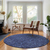 Piper Looms Mayfield Floral AMF661 Navy Machine Washable Area Rug Round Lifestyle Image Feature