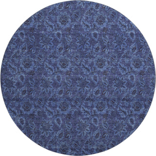Piper Looms Mayfield Floral AMF661 Navy Machine Washable Area Rug Round Main Image
