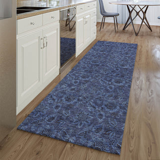 Piper Looms Mayfield Floral AMF661 Navy Machine Washable Area Rug Runner Lifestyle Image Feature