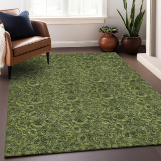 Piper Looms Mayfield Floral AMF661 Olive Machine Washable Area Rug Lifestyle Image Feature