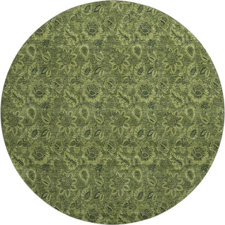 Piper Looms Mayfield Floral AMF661 Olive Machine Washable Area Rug Round Main Image