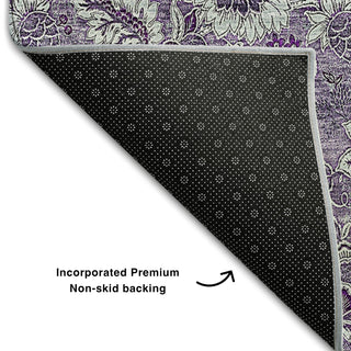 Piper Looms Mayfield Floral AMF661 Purple Machine Washable Area Rug Backing Image
