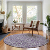 Piper Looms Mayfield Floral AMF661 Purple Machine Washable Area Rug Round Lifestyle Image Feature