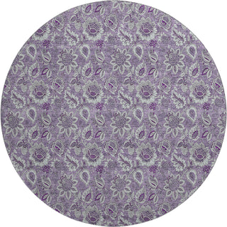 Piper Looms Mayfield Floral AMF661 Purple Machine Washable Area Rug Round Main Image