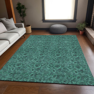 Piper Looms Mayfield Floral AMF661 Teal Machine Washable Area Rug Lifestyle Image Feature