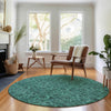 Piper Looms Mayfield Floral AMF661 Teal Machine Washable Area Rug Round Lifestyle Image Feature