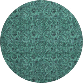 Piper Looms Mayfield Floral AMF661 Teal Machine Washable Area Rug Round Main Image
