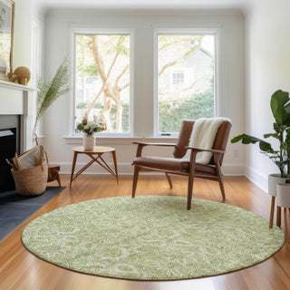 Piper Looms Mayfield Floral AMF662 Aloe Machine Washable Area Rug Round Lifestyle Image Feature