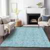 Piper Looms Mayfield Floral AMF662 Aqua Machine Washable Area Rug Lifestyle Image Feature