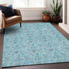 Piper Looms Mayfield Floral AMF662 Aqua Machine Washable Area Rug Lifestyle Image Feature