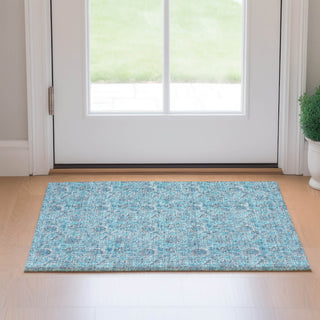 Piper Looms Mayfield Floral AMF662 Aqua Machine Washable Area Rug Scatter Lifestyle Image Feature