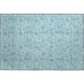 Piper Looms Mayfield Floral AMF662 Aqua Machine Washable Area Rug Scatter Main Image