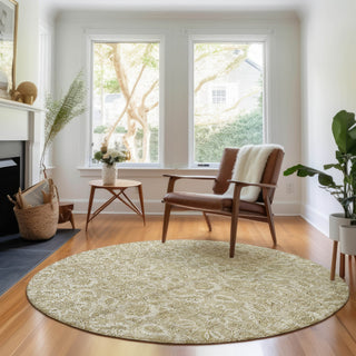 Piper Looms Mayfield Floral AMF662 Beige Machine Washable Area Rug Round Lifestyle Image Feature