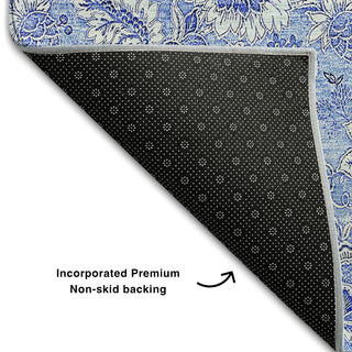 Piper Looms Mayfield Floral AMF662 Blue Machine Washable Area Rug Backing Image