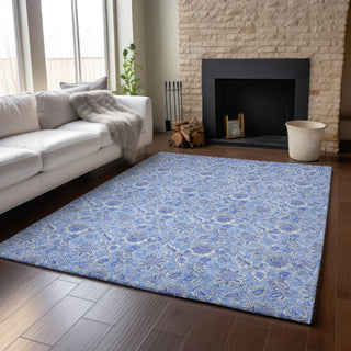 Piper Looms Mayfield Floral AMF662 Blue Machine Washable Area Rug Lifestyle Image Feature