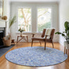 Piper Looms Mayfield Floral AMF662 Blue Machine Washable Area Rug Round Lifestyle Image Feature