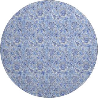 Piper Looms Mayfield Floral AMF662 Blue Machine Washable Area Rug Round Main Image