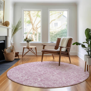 Piper Looms Mayfield Floral AMF662 Blush Machine Washable Area Rug Round Lifestyle Image Feature