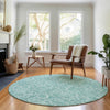 Piper Looms Mayfield Floral AMF662 Teal Machine Washable Area Rug Round Lifestyle Image Feature