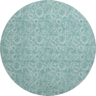 Piper Looms Mayfield Floral AMF662 Teal Machine Washable Area Rug Round Main Image