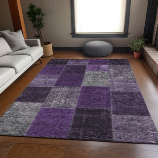 Piper Looms Mayfield Patchwork AMF663 Eggplant Machine Washable Area Rug Lifestyle Image Feature